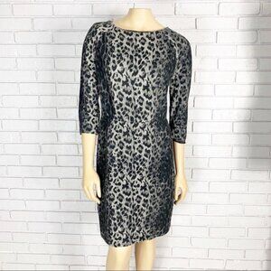 The Limited  Gray Animal‑Print Sheath Dress • Chic Wild-Neutral Midi Sheath